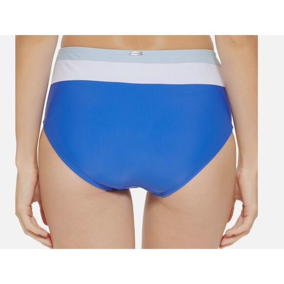 DKNY Women's Blue Colorblocked High Waist Swim Bikini Bottoms - Large NWT - Picture 2 of 4